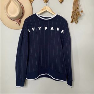 IVY PARK PINSTRIPE BASEBALL LOGO SWEATSHIRT—-SOLD—-